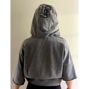 Calvin Klein Performance Cropped Workout Hoodie in Gray